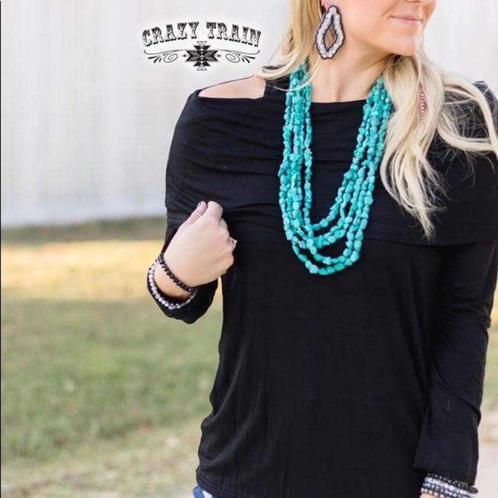 Pow Wow Long Sleeve Open Shoulder Top
